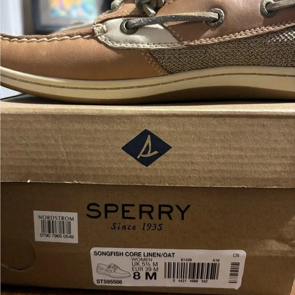 Sperry Songfish Linen Oat Boat Shoes - Picture 4 of 4